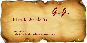 Girst Jolán névjegykártya